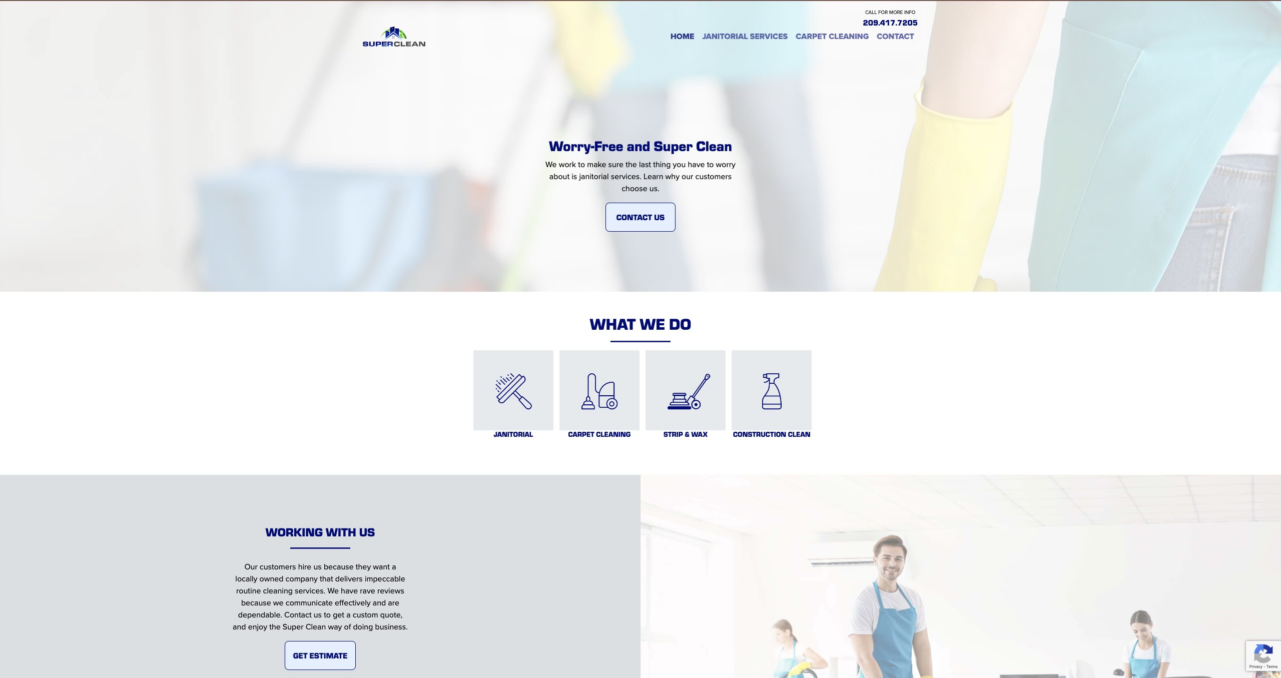 Supercelan Janitorial website screenshot
